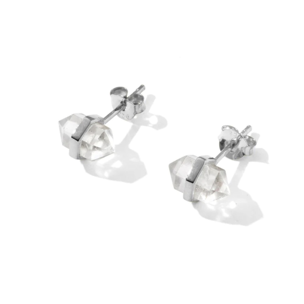 NEW Krystle Knight Sterling Silver Quartz Crystal Stud earrings